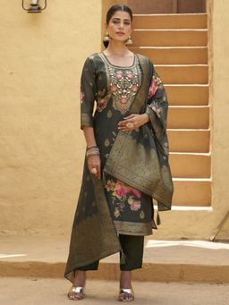 VredeVogel - Green Straight Embroidered Kurta with Pant and Dupatta
