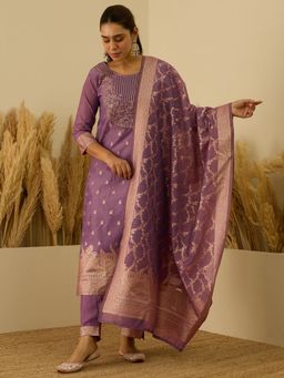 VredeVogel - Purple Embroidered Kurta with Pant and Dupatta