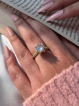 ISHKAARA - White Crystal Gold Plated Ring