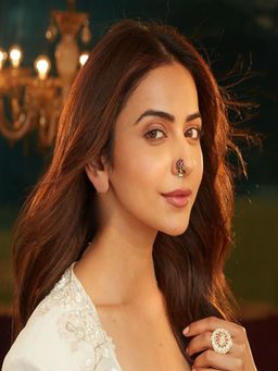 Accessher - Gold Tone Pink Stone Floral Nose Pin