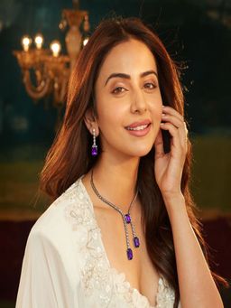 Accessher - American Diamond Purple Stones Necklace Set