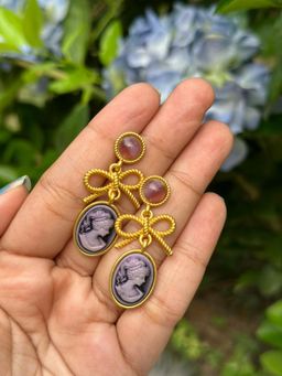 PEARLS INDIA - Victorian Purple Bow Earrings