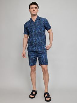Monte Carlo - Men Regular Fit Half Sleeve Printed Collar Co-Ord Set