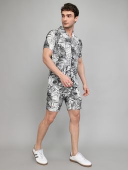 Monte Carlo - Men Regular Fit Half Sleeve Abstracted Pattern Collar Co-Ord Set