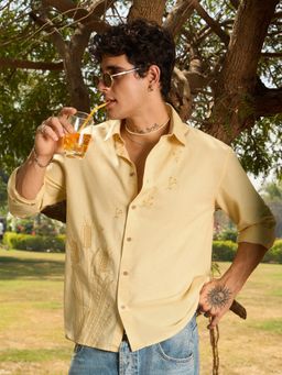 The Souled Store - Cotton Linen: Wheat Men Cotton Linen Shirt