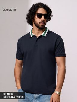 The Souled Store - Premium Polo: Navy Blue Men Polos