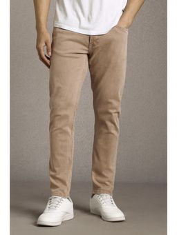 Louis Philippe - Men Beige Mid Smart Fit Jeans