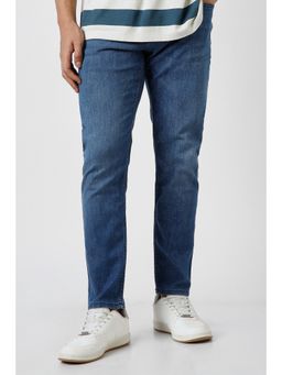 Peter England - Men Blue Mid Wash Jeans