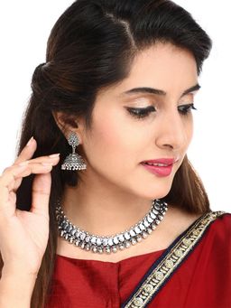 Yellow Chimes - Oxidised Gold Handcrafted Classic Kohlapuri Style Choker Necklace Set