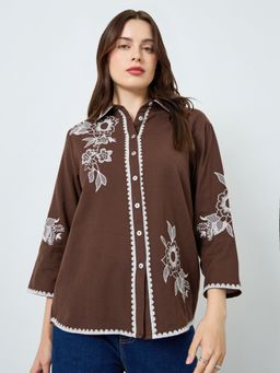 Styli - Women White Regular Fit Embroidery Shirt