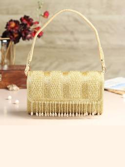 HOUSE OF WEBHIN - Yashika Golden Flap Bag