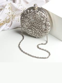 HOUSE OF WEBHIN - Amaira Silver Clutch Bag
