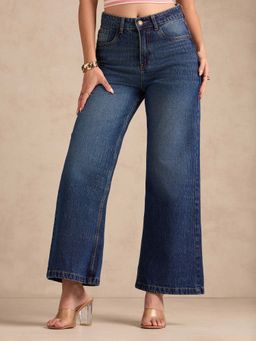 Outzidr - Blue Solid Straight Jeans