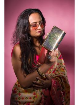 Tash Bags - Ethnic Peacock Engraved Brass Clutch With Detachable Strap