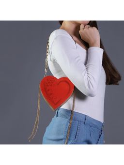 Tash Bags - Red Valentine Heart In Acacia Wood Sling Bag