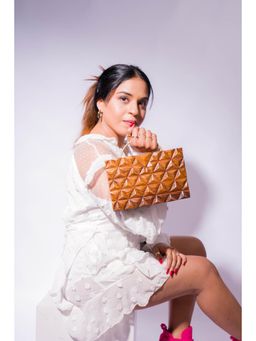 Tash Bags - Hand Carved Geometric Halfmoon Handle Handbag