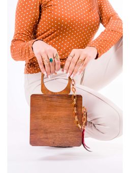 Tash Bags - Suitcase Style Square Sheesham Wood Handbag