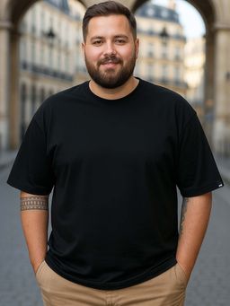 Bewakoof - Men's Black Oversized Plus Size T-shirt
