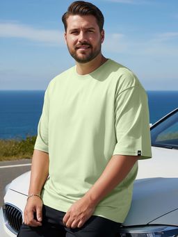 Bewakoof - Men's Green Oversized Plus Size T-shirt