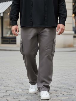 Bewakoof - Men's Grey Baggy Oversized Plus Size Cargo Pants