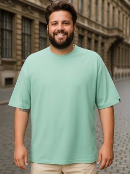 Bewakoof - Men's Granite Green Oversized Plus Size T-shirt