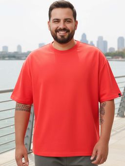 Bewakoof - Heavy Duty 1.0 Men's Fiesta Red Oversized Plus Size T-shirt