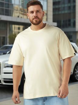 Bewakoof - Men's Off White Oversized Plus Size T-shirt