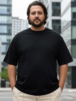 Bewakoof - Heavy Duty 1.0 Men's Black Oversized Plus Size T-shirt