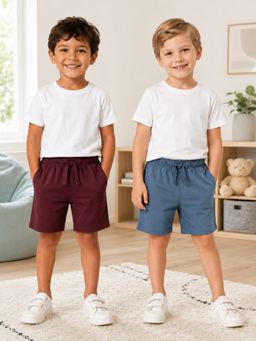 Orange Sugar - Kids Solid Cotton Shorts (Pack of 2)