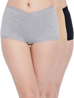 Clovia - Cotton Spandex Medium waist Outer Elastic Boyshorts Panty (Pack of 3)