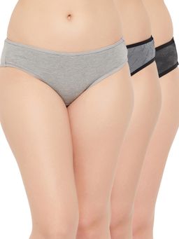 Clovia - Cotton Spandex Low waist Outer Elastic Bikini Panty (Pack of 3)