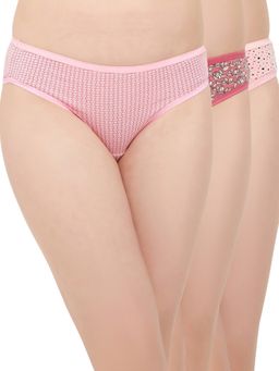 Clovia - Cotton Spandex Low waist Outer Elastic Bikini Panty (Pack of 3)