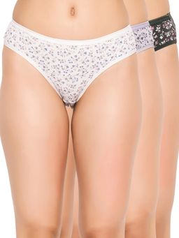 Clovia - Cotton Spandex Low waist Outer Elastic Bikini Panty (Pack of 3)