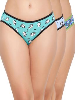 Clovia - Cotton Spandex Low waist Outer Elastic Bikini Panty (Pack of 3)