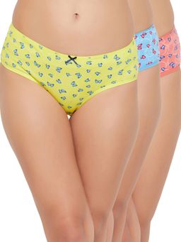 Clovia - Cotton Spandex High waist Outer Elastic Hipster Panty (Pack of 3)