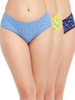Clovia - Cotton Spandex Medium waist Outer Elastic Hipster Panty (Pack of 3)