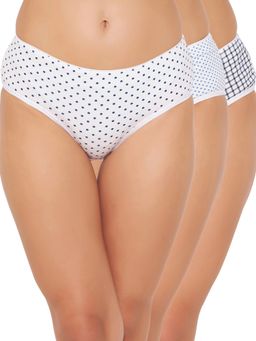 Clovia - Cotton Spandex Medium waist Outer Elastic Hipster Panty (Pack of 3)