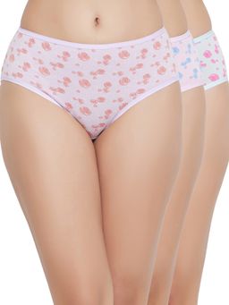 Clovia - Cotton Spandex Medium waist Outer Elastic Hipster Panty (Pack of 3)