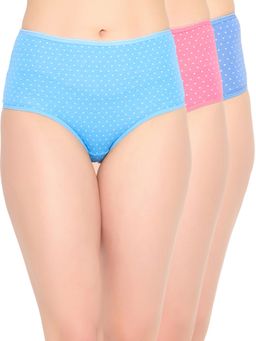 Clovia - Cotton Spandex High waist Outer Elastic Hipster Panty (Pack of 3)