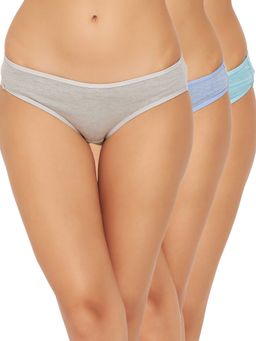 Clovia - Cotton Spandex Low waist Outer Elastic Bikini Panty (Pack of 3)