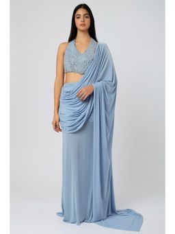 Deme - Eliana Baby Blue Skirt Saree with Stchied Blouse