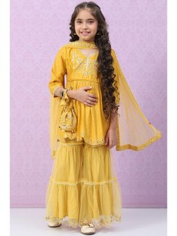 Biba - Yellow Embroidered Suit (Set of 3)