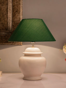 Homesake - Pot White Lamp with Green Cone Shade
