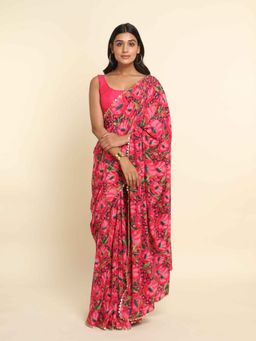 Suta - Multi-Color Printed Liva Saree