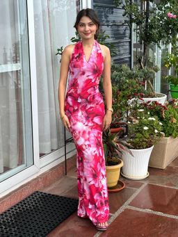 Tandul - Women Pink Floral Maxi Dress