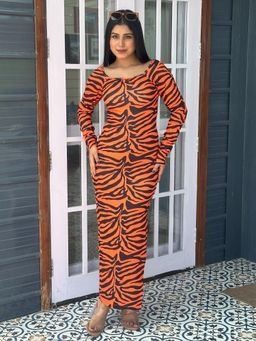 Tandul - Women Zebra Printed Bodycon Maxi Dress