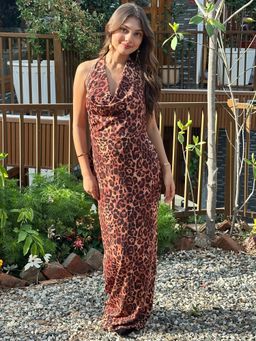 Tandul - Women Animal Printed Bodycon Maxi Dress