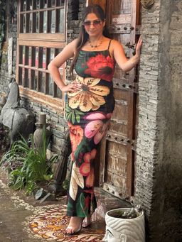 Tandul - Stunning Green Floral Printed Maxi Dress