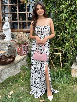 Tandul - Women Multi-Color Printed Bodycon Off Shoulder Maxi Dress