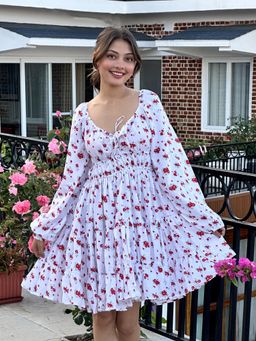 Tandul - Women Fit and Flare White Midi Dress